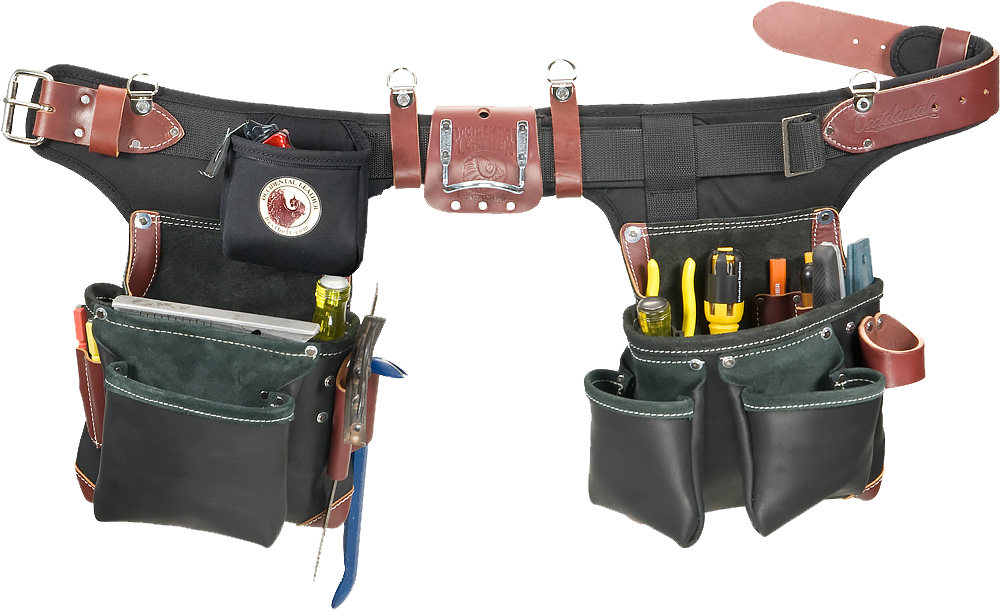 Occidental Leather B9588 Black Adjust-to-Fit Green Builder Tool Bag Set